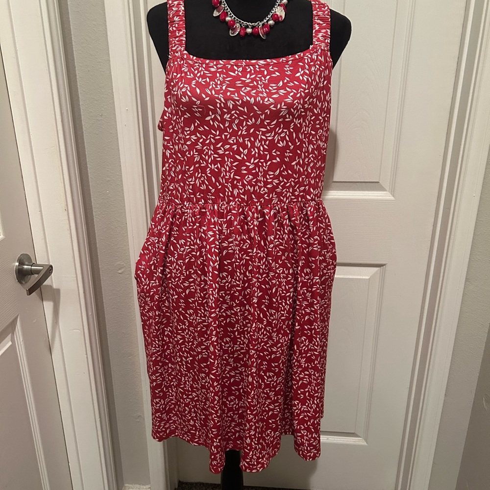 Red and White Pleated Sundress